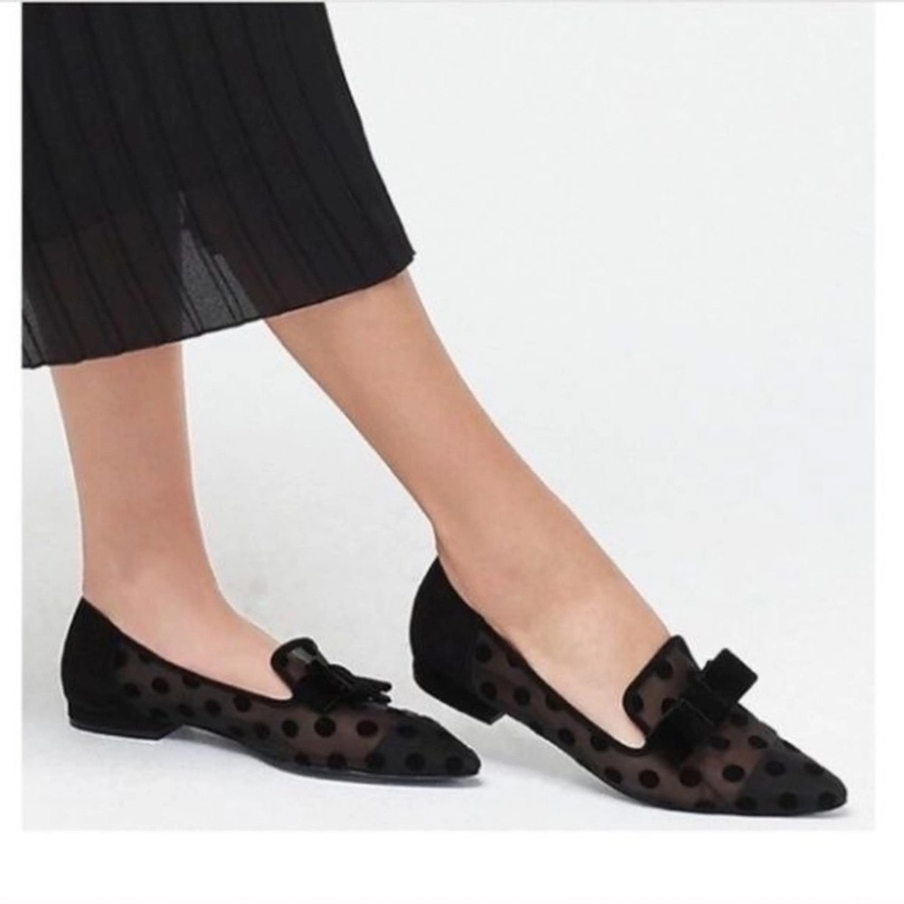 J.Crew es 7.5 mesh dot loafers with velvet bow